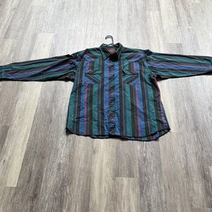Rustler Teal and Purple Striped Shirt